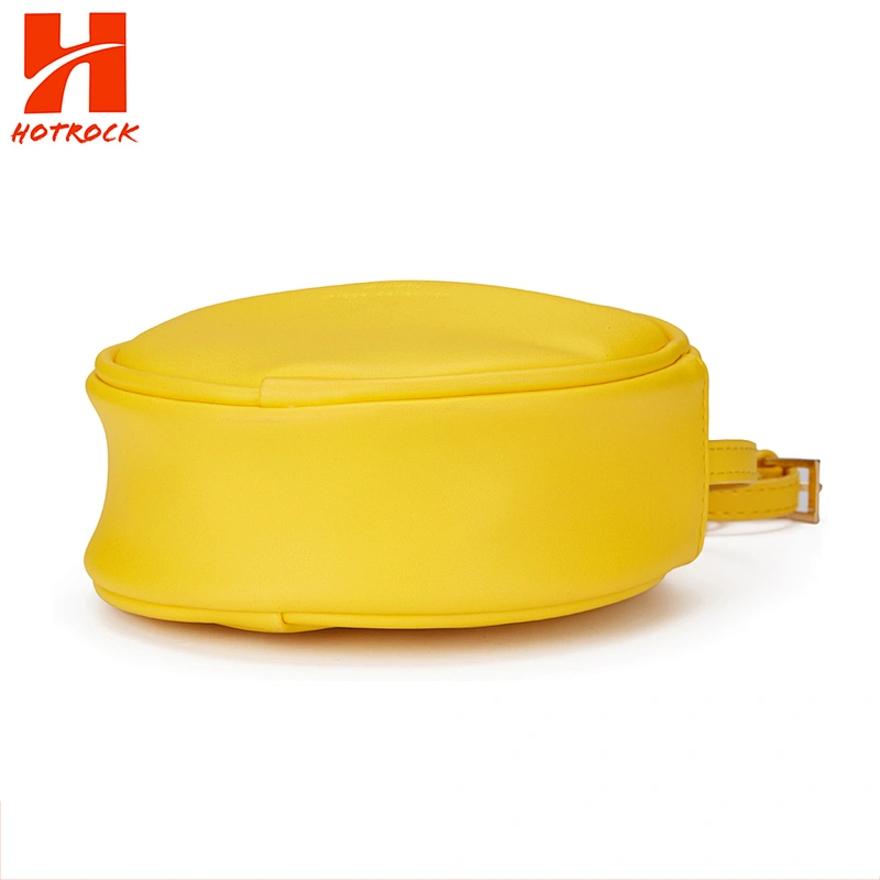 Women's Purse Yellow Faux Leather Mini Round Shoulder Crossbody Bags