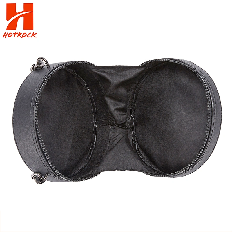 Lady Black PU Leather Crossbody Bags factory direct OEM Rivet Round Bags with Chain