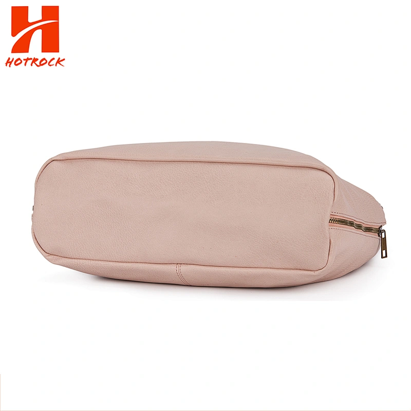 Simple design women handbags faux leather bags with zipper gusset