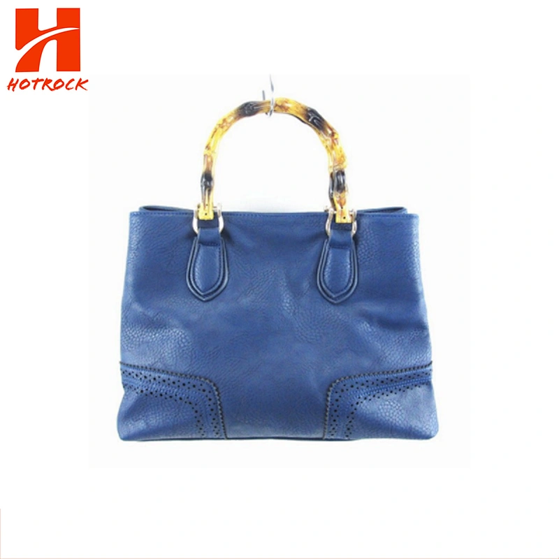 Vogue Bamboo Handle Women PU leather Tote bags