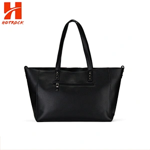 Black Pu Leather Tote Bags China supplier Wholesale Embroidery Rivet women Totes