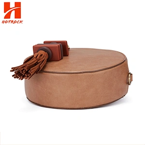 Classical Women Round Tassel Bag Detachable Pu Leather Strap Crossbody Bags