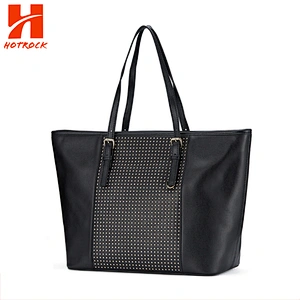 China Suppliers PU Handbags Black Leather Women Tote Bags