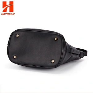 Black Pu Leather women bags faux leather Bucket Tote Bags with tassel pendant