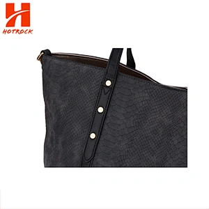 Grey Casual Women Handbags Serpentine Pu Leather Tote Bags