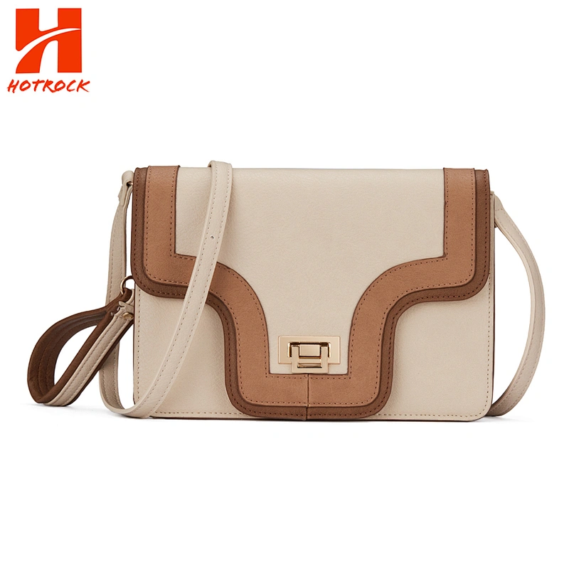Beige Pu Leather Purse Crossbody Bag Rectangle Shape Clutches Shoulder Bags for Women