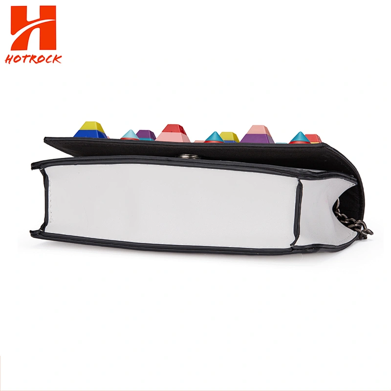 Fashion Women White Pu Bag Colorful Candy Rivet Leather Crossbody Bags