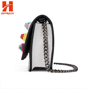Fashion Women White Pu Bag Colorful Candy Rivet Leather Crossbody Bags