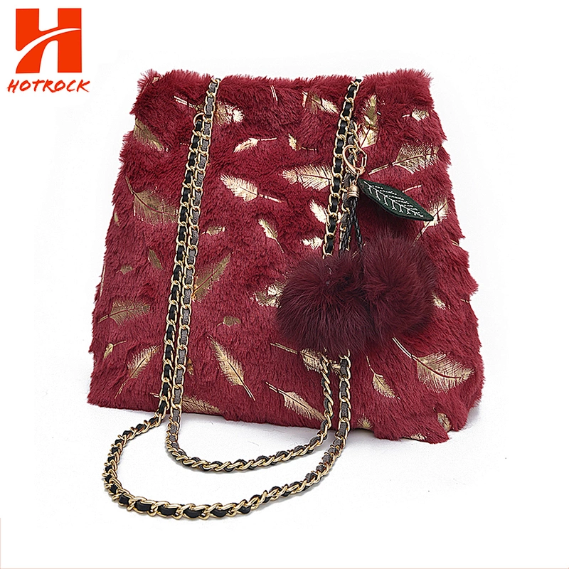 Gorgeous New Fashion Feather Tote Bags with long chain strap shoulder bags