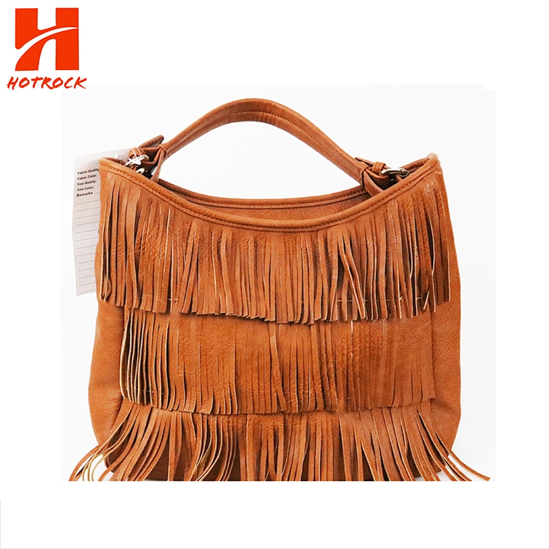 OEM Interlace Pu Braided Plait Tassel Handbags Faux Leather Bags Set for Women