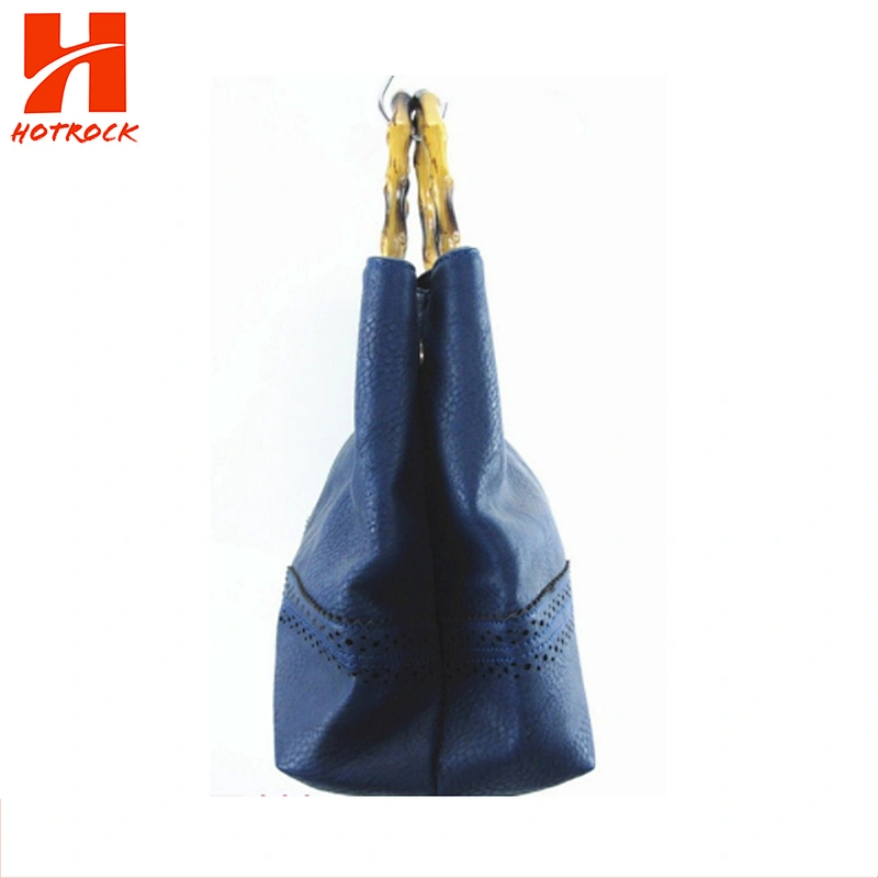 Vogue Bamboo Handle Women PU leather Tote bags