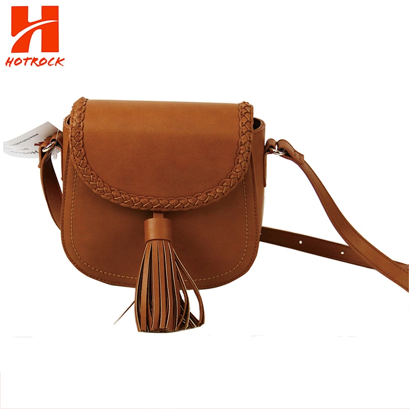 OEM Interlace Pu Braided Plait Tassel Handbags Faux Leather Bags Set for Women