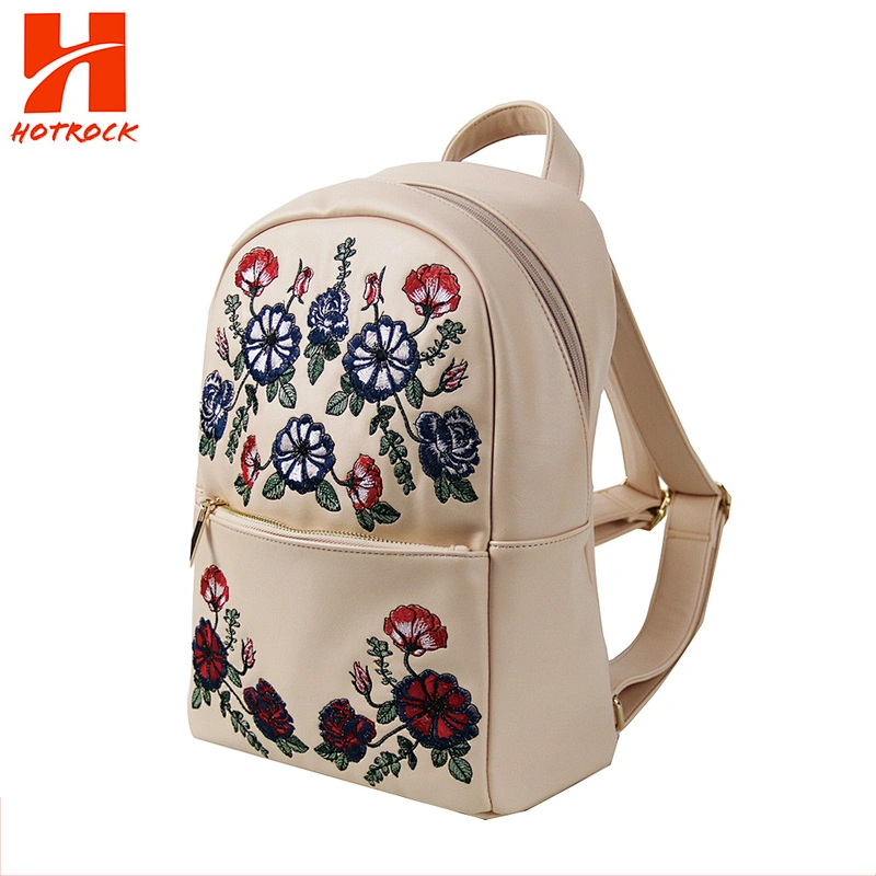 3pcs Embroidered Pink Pu Leather Women bag Set