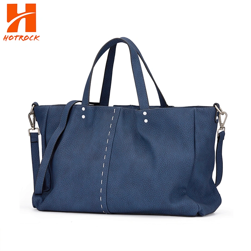 Women Tote Purse Shoulder Bags Blue Pu Leather Top Handle Satchel Handbags