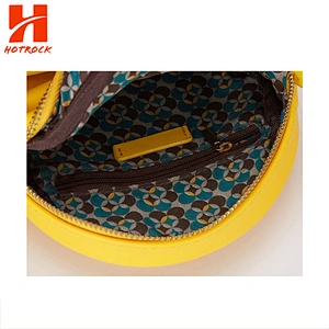 Women's Purse Yellow Faux Leather Mini Round Shoulder Crossbody Bags