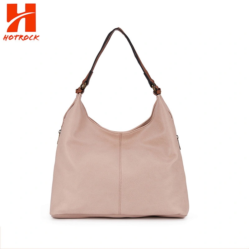 Simple design women handbags faux leather bags with zipper gusset