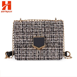 Classic Luxury Tweed OEM fashion crossbody bag for ladies