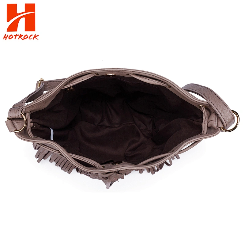 Hotrock Factory Women Fringe Handbags Popular Faux Leather Tassel Bucket bags