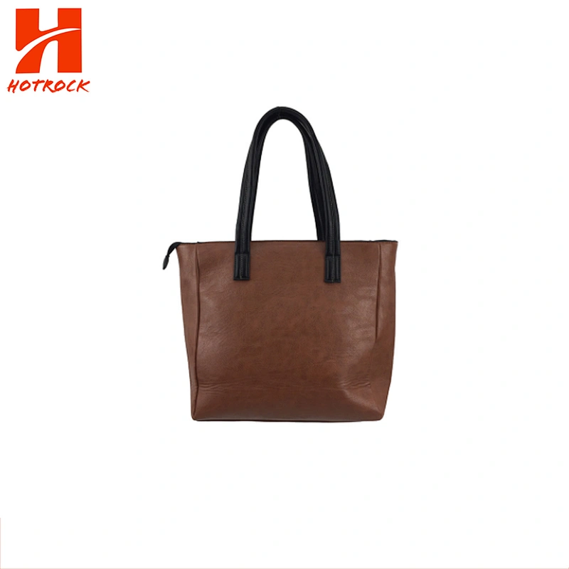 PU Women Handbags Wholesaler Sales Brown Leather Tote Bags