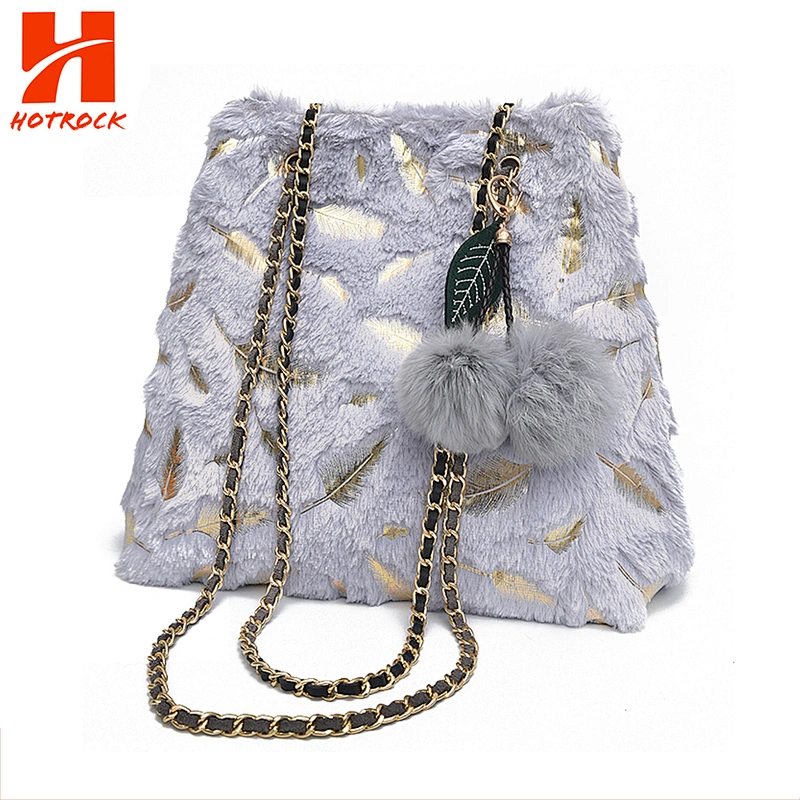 Gorgeous New Fashion Feather Tote Bags with long chain strap shoulder bags