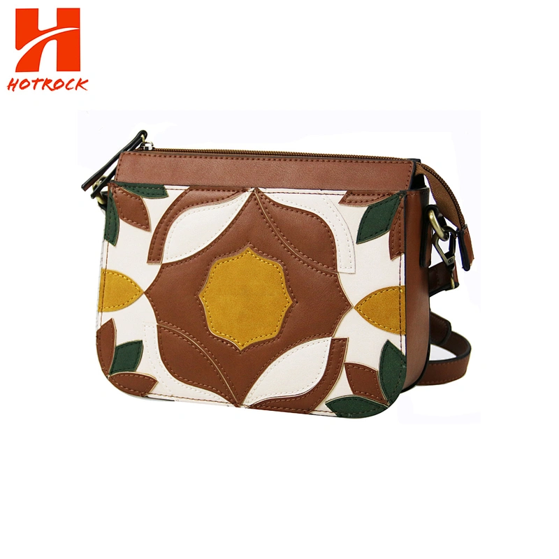 2PCS pu leather shoulder bags women bags set with Flower Patch