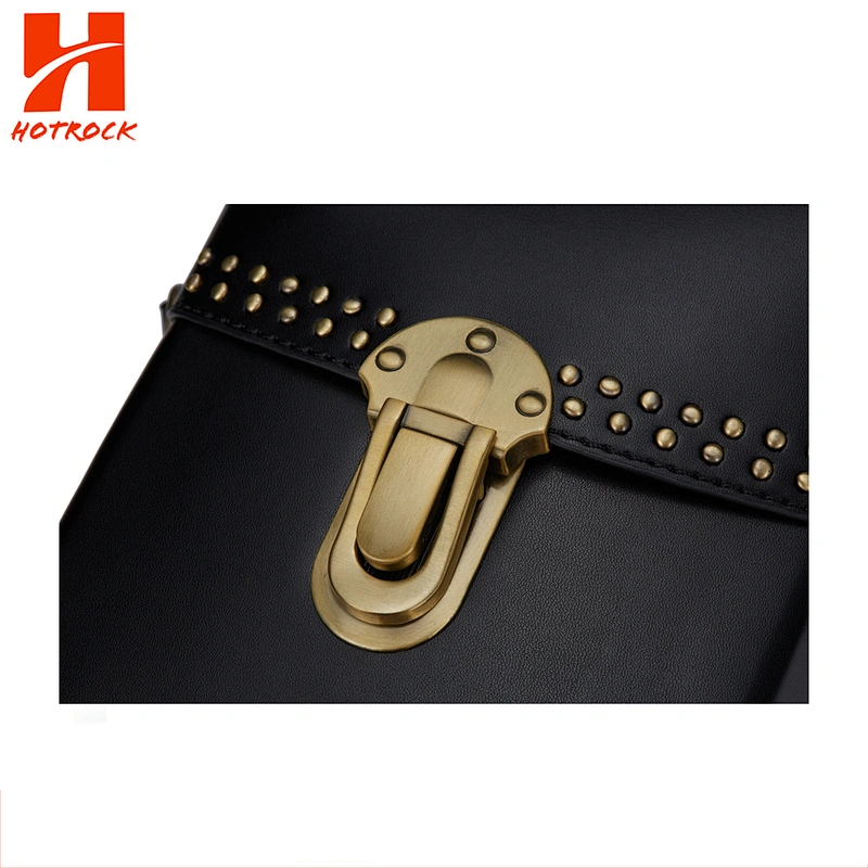 Black Faux Leather Women Bags Single Shoulder Bags with Rivet