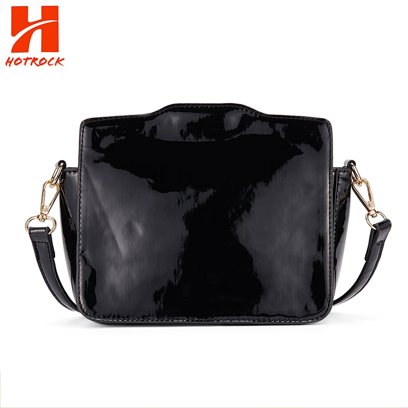 Fashion Black Patent Colorful Rivet Stud PU Shoulder Handbag