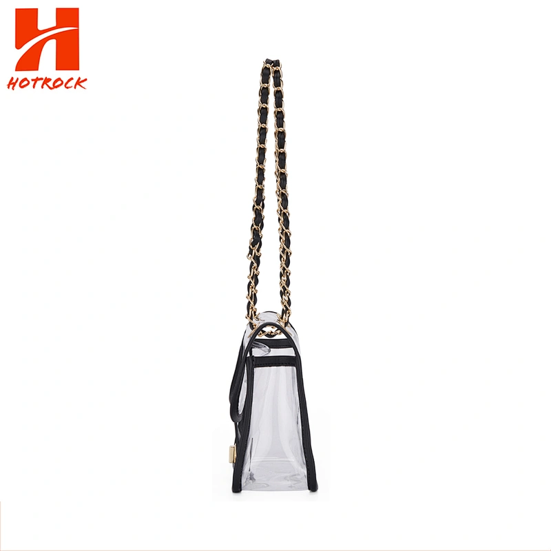 Oem custom latest design transparent pvc plastic fashion lady shoulder bag