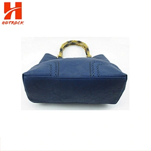 Vogue Bamboo Handle Women PU leather Tote bags