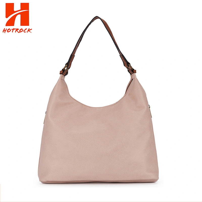 Simple design women handbags faux leather bags with zipper gusset
