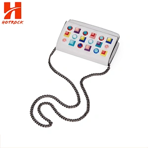 Fashion Women White Pu Bag Colorful Candy Rivet Leather Crossbody Bags