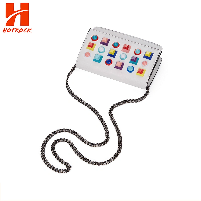 Fashion Women White Pu Bag Colorful Candy Rivet Leather Crossbody Bags