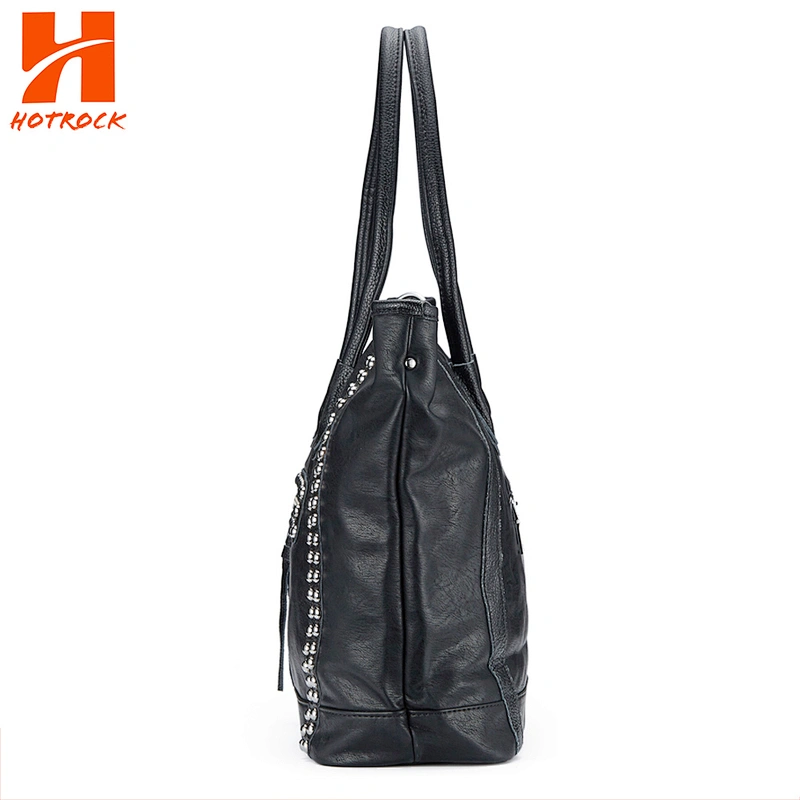 Rivet Decorated Satchel Pu Handbags Studded Faux Leather Tote Bags for Women