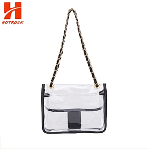 Oem custom latest design transparent pvc plastic fashion lady shoulder bag