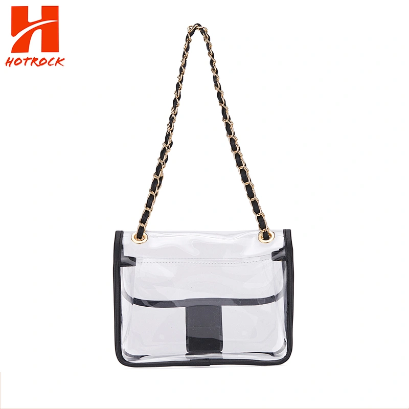 Oem custom latest design transparent pvc plastic fashion lady shoulder bag