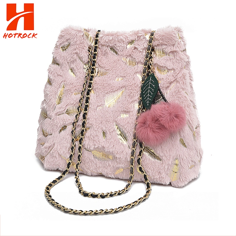 Gorgeous New Fashion Feather Tote Bags with long chain strap shoulder bags