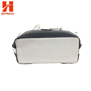 Wholesale White with Black PU Leather Handbags Models Top Handle Women Tote Bags