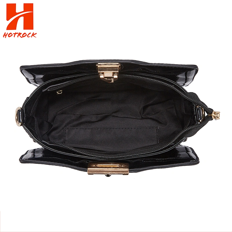 Fashion Black Patent Colorful Rivet Stud PU Shoulder Handbag
