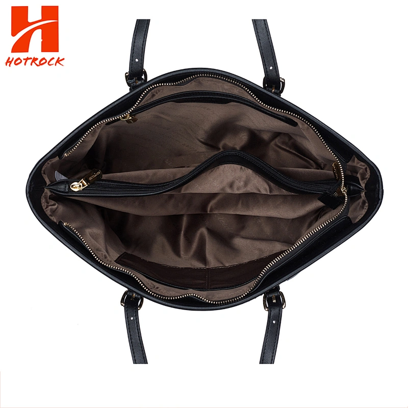 China Suppliers PU Handbags Black Leather Women Tote Bags