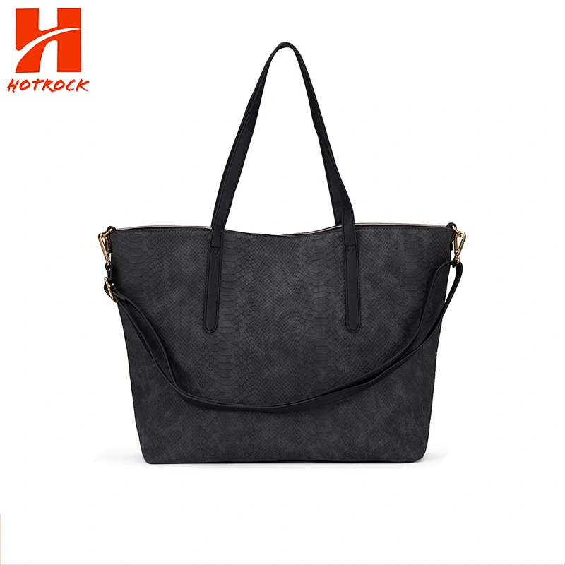 Grey Casual Women Handbags Serpentine Pu Leather Tote Bags