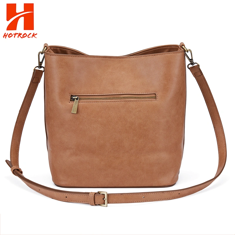 Eco-friendly Women Pu Leather Bucket Bags Ladies Single Shoulder Tote Bags