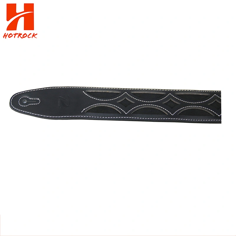 Black Design With Elastic Guitar Strap