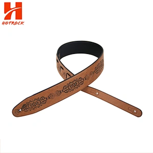 Classic emboss printing Guitar accessories  PU Leather Guitar Strap