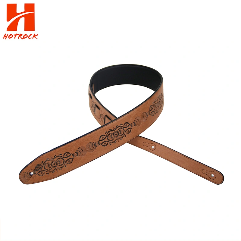 Classic emboss printing Guitar accessories  PU Leather Guitar Strap