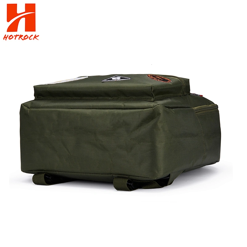 Army Green Multi Compartment Children Bags Rocket Patch School Backpacks