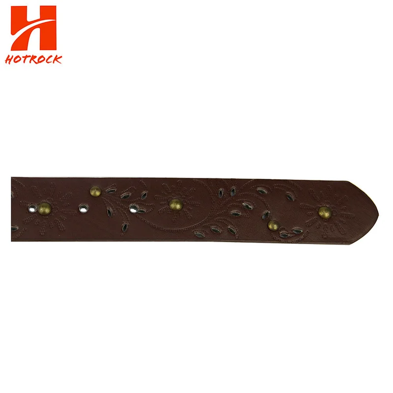 Fashion Women Studded Belt Wholesale Hollow Laser Rivet PU Leather Belts