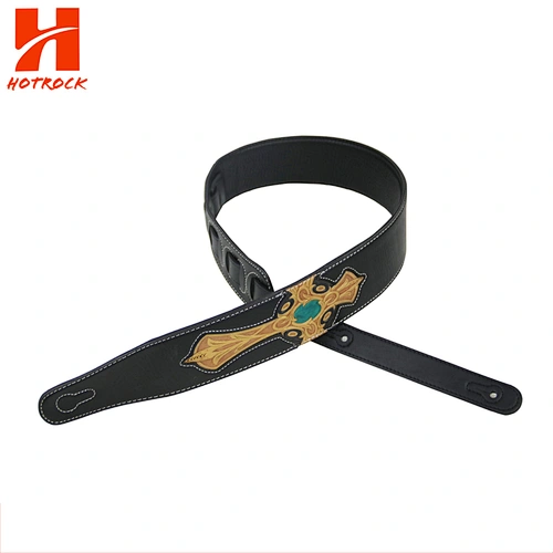 Factory price adjustable Guitar accessories  with cool pattern Leather Guitar Strap