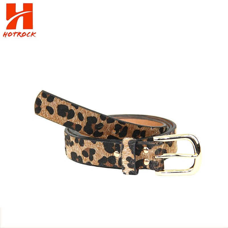 Latest design leopard belts Customized PU leather belts with metal Pin Buckle