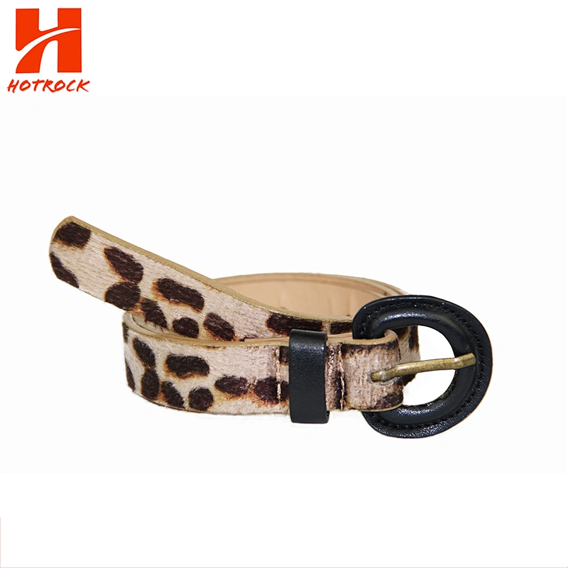 Womens Textured Animal Print Leather Durable Belt