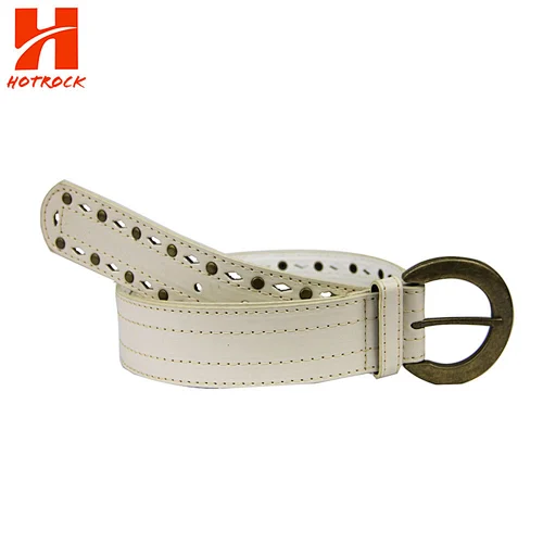 Hollow out women PU leather belts with rivet